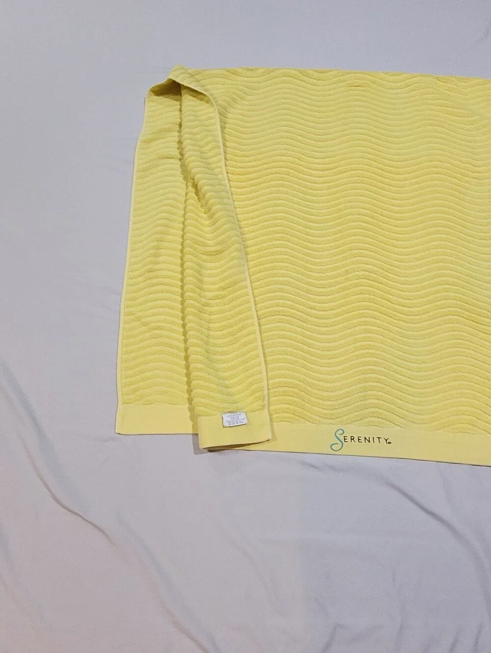 Beach Towel Embroidered Carnival Serenity Logo Yellow Wave Ribbed 100% Cotton